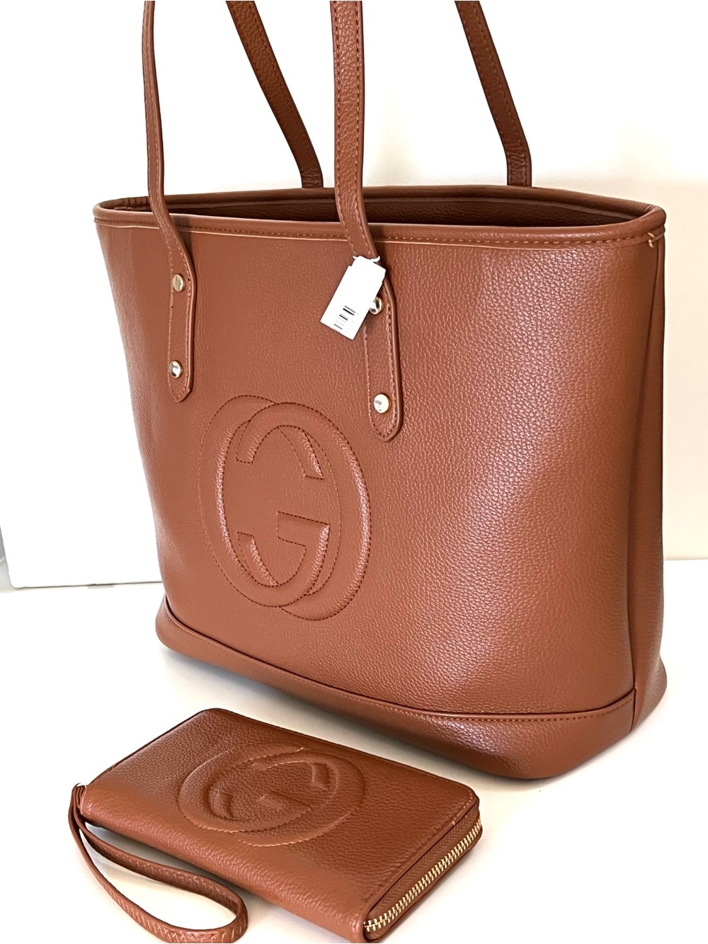 No Brand Fashion GC Tan Tote Bag With Matching Continental Wallet NWT - Picture 5 of 13